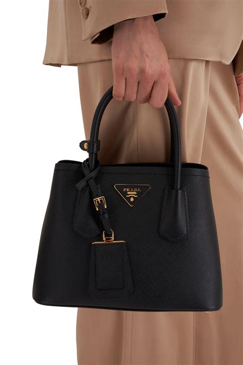 Black Prada Double Saffiano Leather Mini Bag 